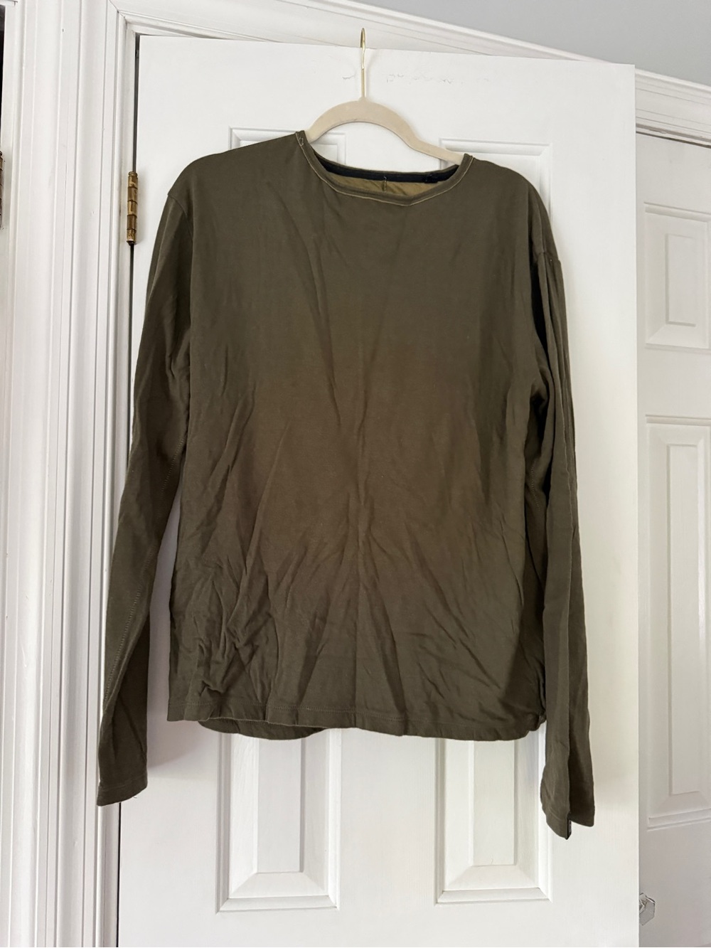 Rag & Bone Men's Long-Sleeve Crew Neck Shirt - Olive Size Small